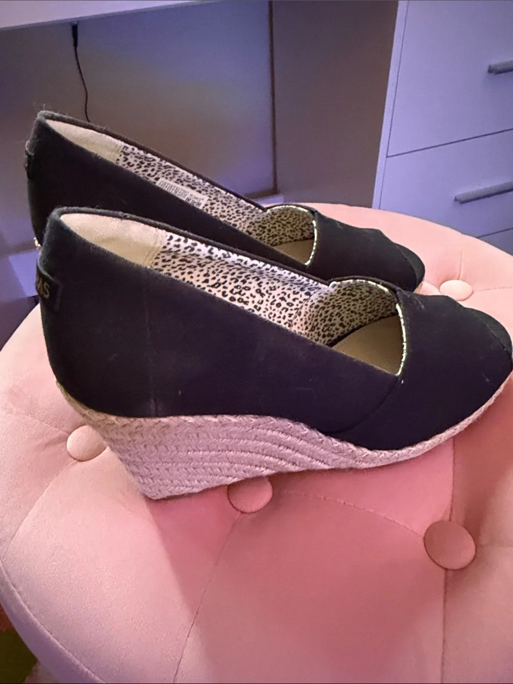 Tom’s Black Espadrille Wedge Pumps - Women